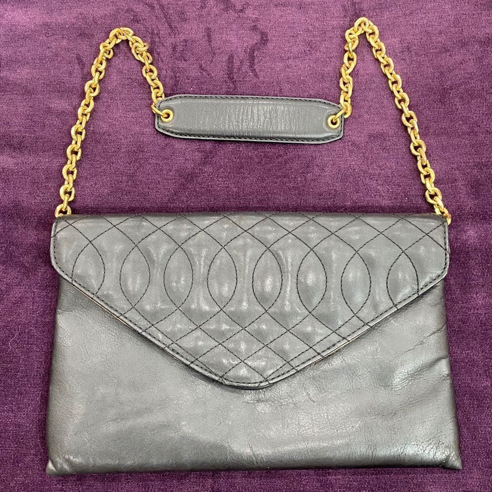 ⭐️ J. CREW Leather Envelope Gold Chain